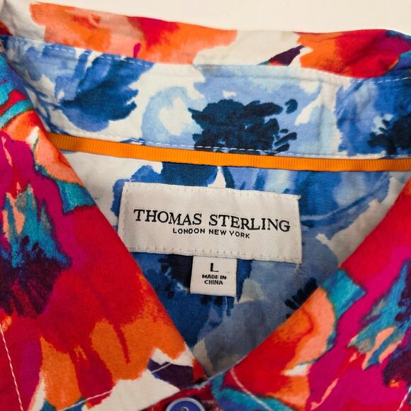 Thomas Sterling Floral Multicolor Vibrant Shirt Men Large - Picture 8 of 10